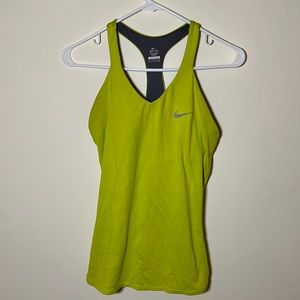 Nike Dri-Fit Green Workout Top with Built-In Bra Cups | Size S